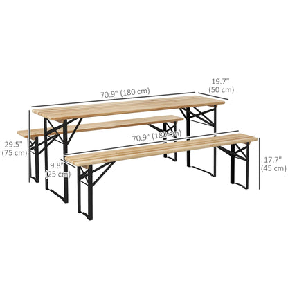 3 Pc Folding Picnic Table Set, 1 Table & 2 Benches, Portable Bistro Sets at Gallery Canada
