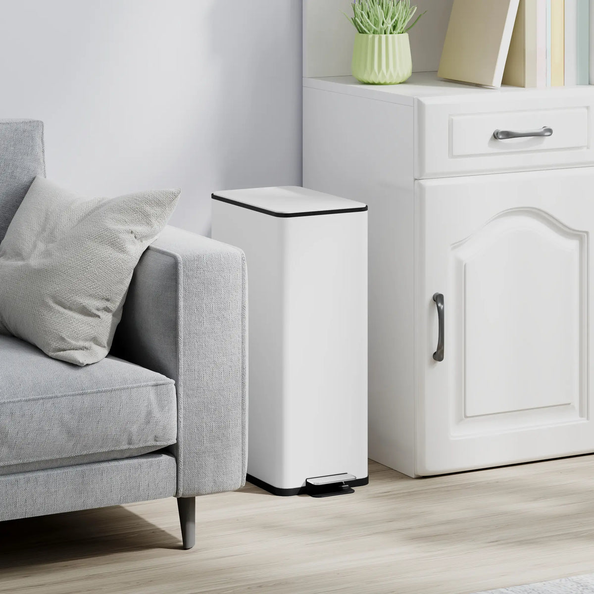 5.3 Gallon Stainless Steel Kitchen Trash Can, Soft-Close Lid, Foot Pedal, White Household Supplies at Gallery Canada