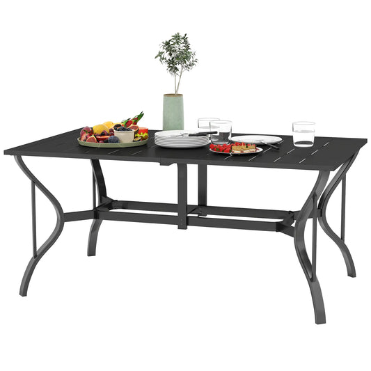 Rectangle Patio Dining Table, Outdoor for 6, Steel Frame, Black Patio Dinning Tables Black at Gallery Canada