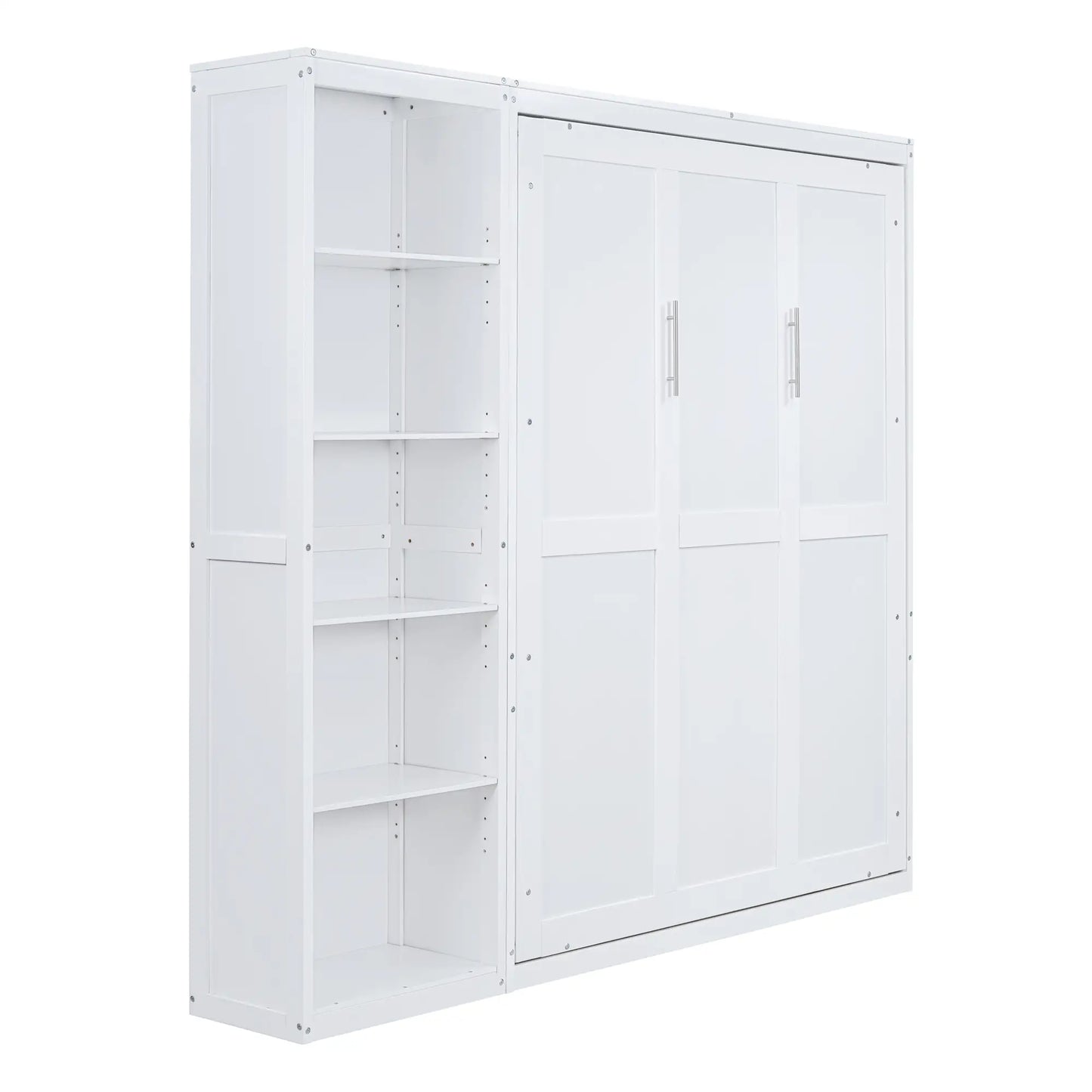 Murphy Bed with Shelves, Dual Piston Mechanism, 94" L x 16" W x 88.5" H, White Bed Frames White at Gallery Canada