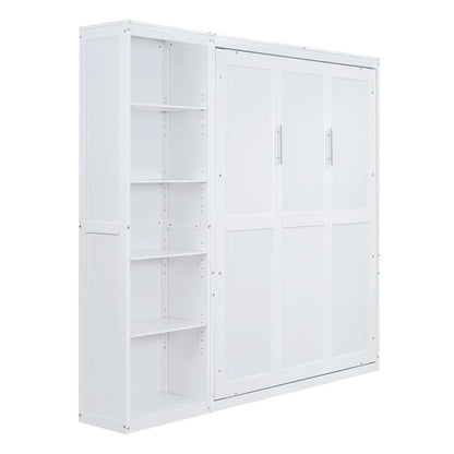 Murphy Bed with Shelves, Dual Piston Mechanism, 94" L x 16" W x 88.5" H, White Bed Frames White at Gallery Canada