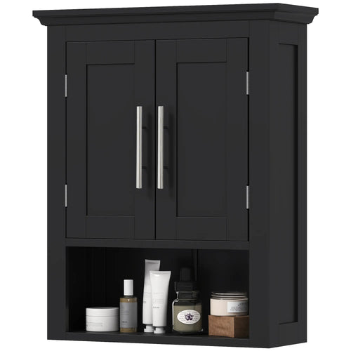 Bathroom Wall Cabinet, Medicine Storage with Shelf, Black