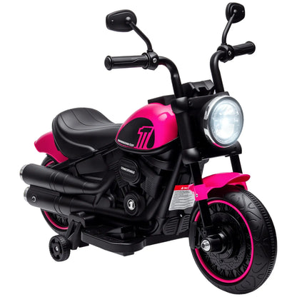 6V Kids Motorcycle with Training Wheels, Pink Electric Motorcycles at Gallery Canada