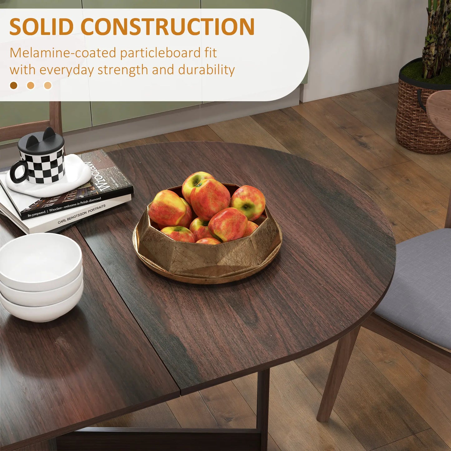 Oval Folding Dining Table, Drop Leaf Kitchen Table, Distressed Brown, Brown Bar Tables & Dining Tables at Gallery Canada