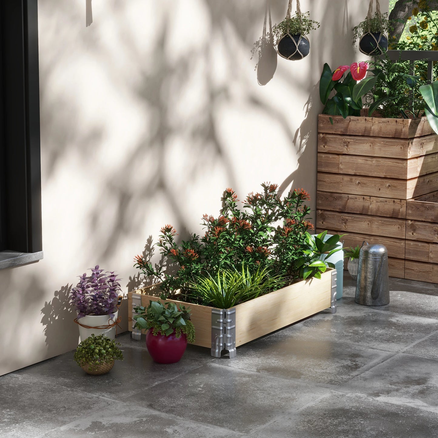 Raised Garden Bed, Foldable Wooden Planter for Outdoor Plants Wooden Planter Boxes at Gallery Canada