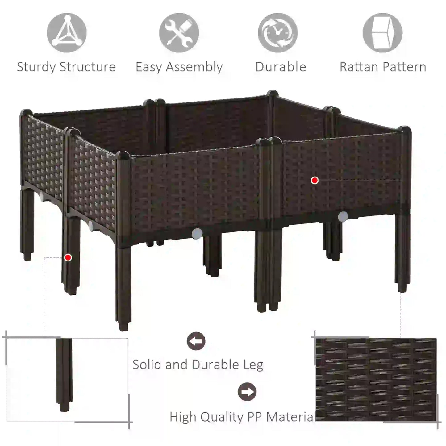 4-Piece Raised Garden Bed, PP Flower Bed, Stackable Vegetable Herb Grow Box Elevated Garden Beds at Gallery Canada