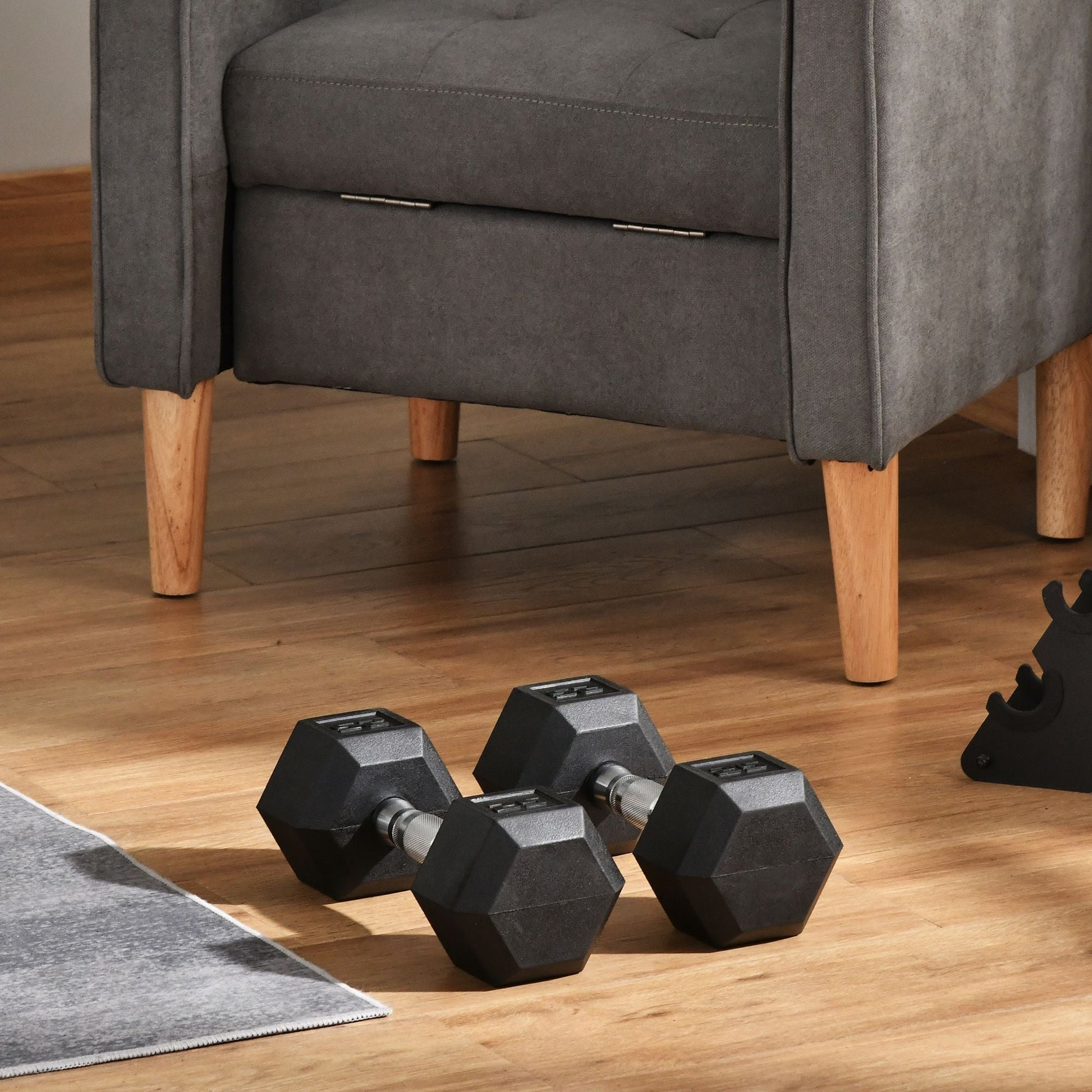 Rubber Dumbbells Weight Set, Total 50lbs(25lbs Each) Dumbbell Hand Weight for Body Fitness Training for Home Office Gym, Black at Gallery Canada