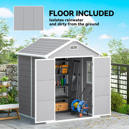 6' x 5' Plastic Outdoor Storage Shed, Garden Shed, Wood Effect Grey, Grey Sheds at Gallery Canada
