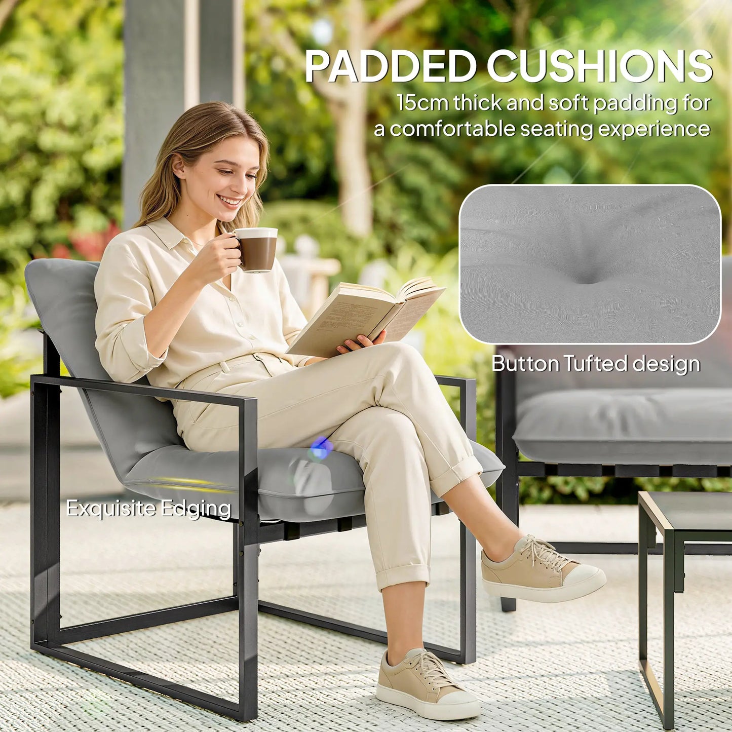 4 Piece Outdoor Furniture Set, Patio Conversation Set, Light Grey Patio Furniture Sets at Gallery Canada