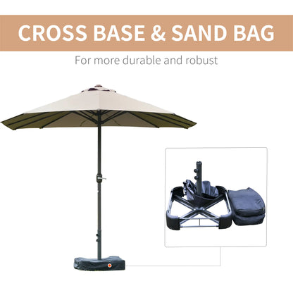 15' Outdoor Patio Umbrella, Twin Canopy Sunshade, Steel Table, Light Grey Double-sided Umbrellas at Gallery Canada