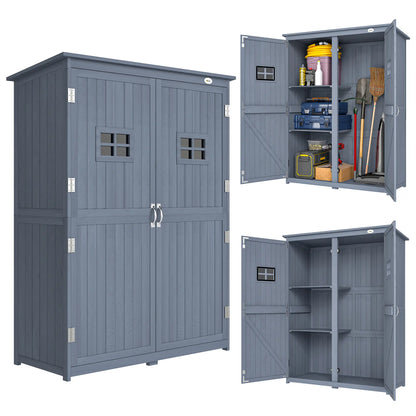 4x1.5ft Wooden Storage Shed, Outdoor Tool Cabinet, Dark Grey