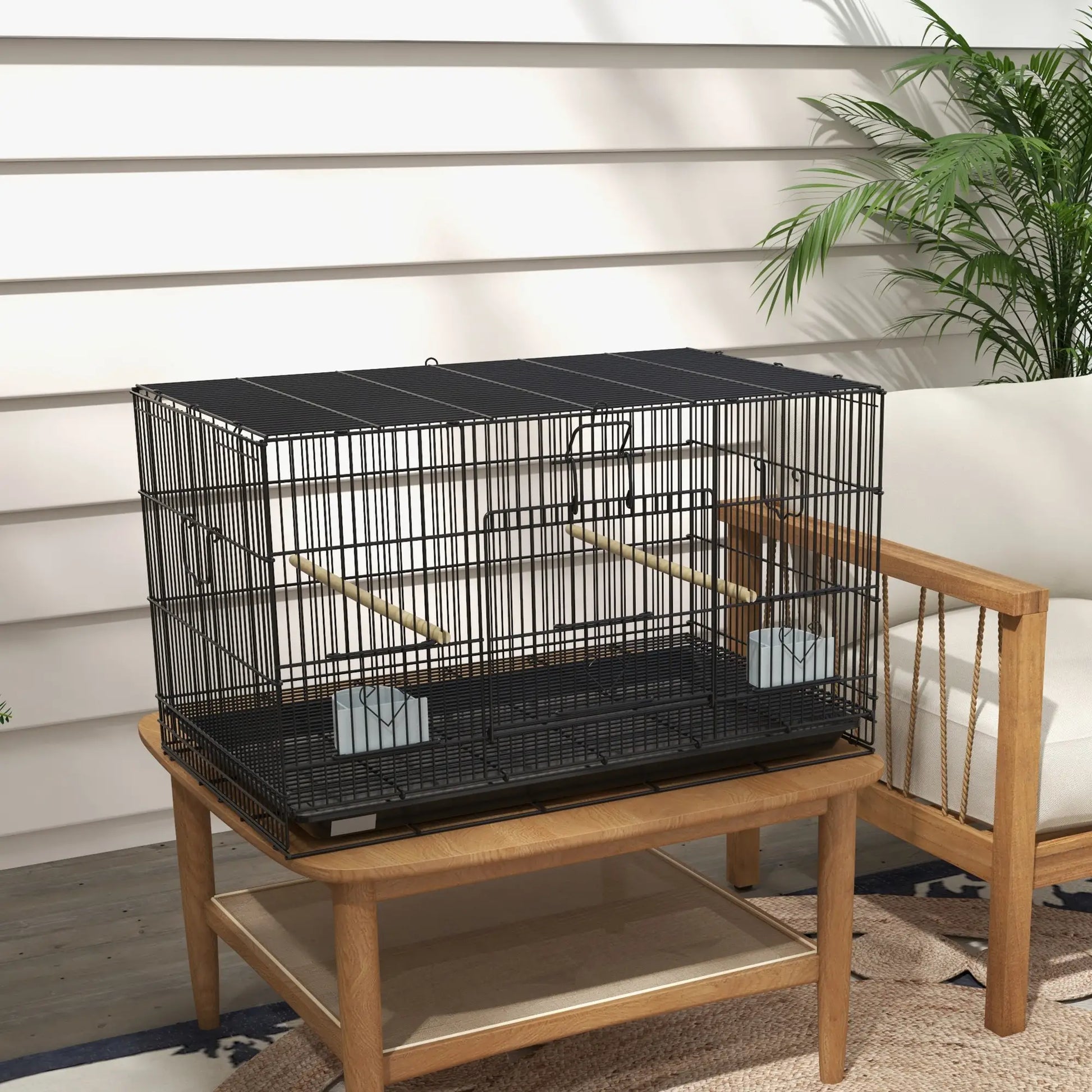Lovebird, Finch Budgie Cage, Removable Tray, Wooden Perches, 30" L x 18" W x 18" H, Canary Bird Cages at Gallery Canada