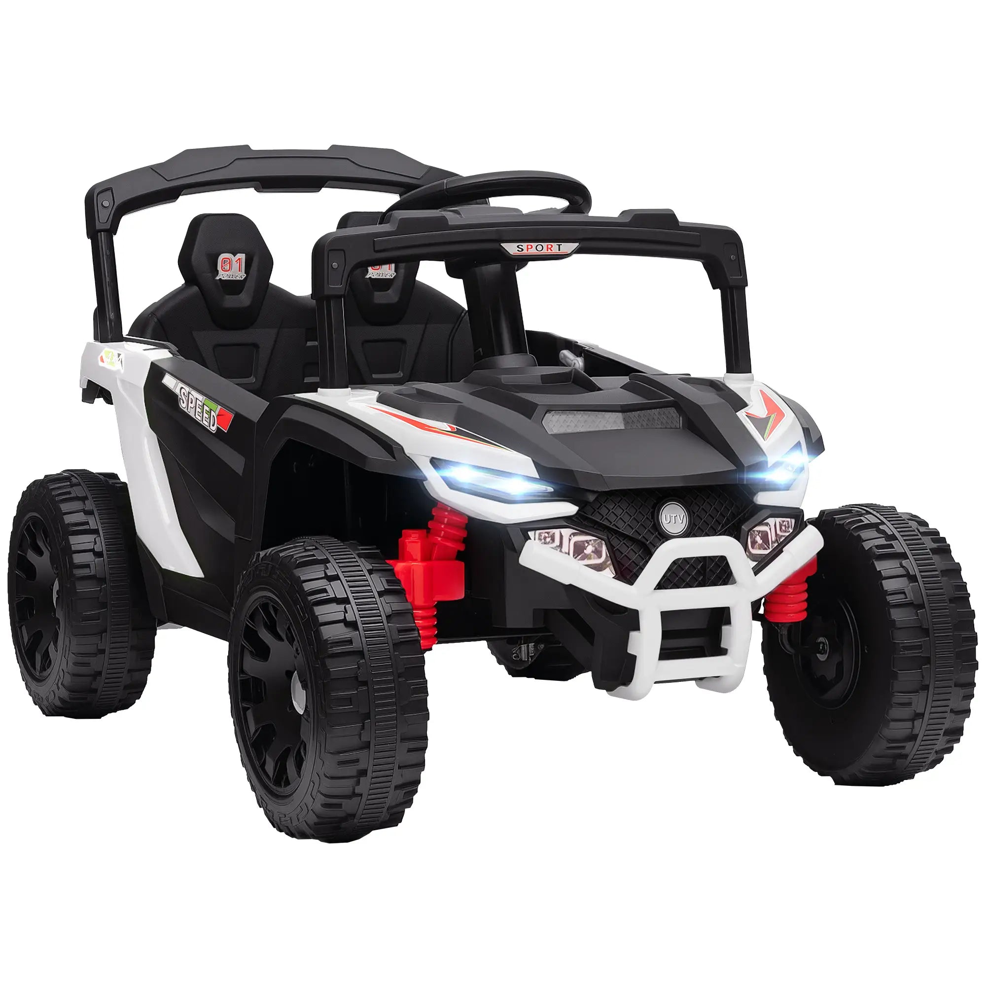 12V Kids Ride On Truck, Dual Motors, Rear Suspension, Remote Control, White Electric Toy Cars at Gallery Canada