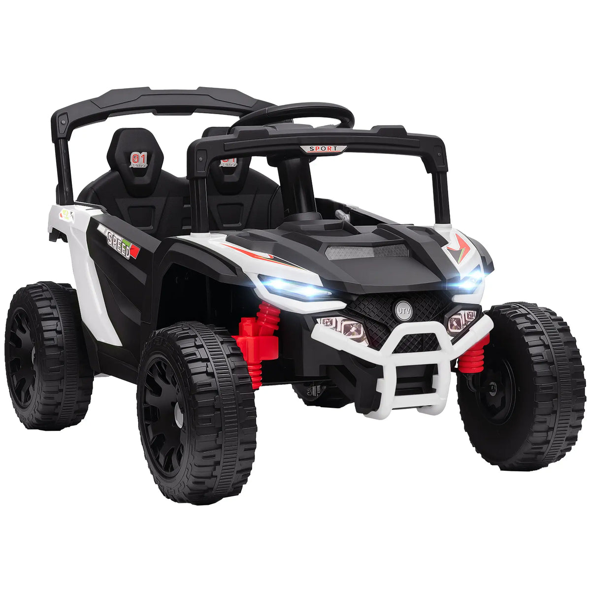 12V Kids Ride On Truck, Dual Motors, Rear Suspension, Remote Control, White Electric Toy Cars at Gallery Canada