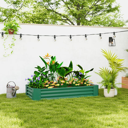 6 x 3 x 1ft Galvanized Raised Garden Bed, Reinforced Outdoor Planter Box, Green