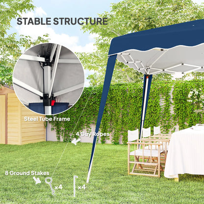 8' x 8' Pop Up Canopy, Outdoor Foldable Tent, Portable With Bag, Blue Pop Up Canopies at Gallery Canada