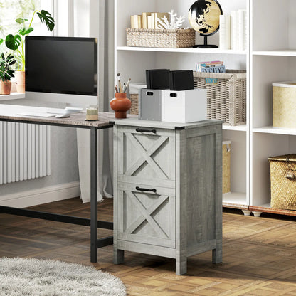Vertical Filing Cabinet, 2 Drawers, Rustic Farmhouse, A4 Letter Size, Stone Grey Office Cabinets & Cupboards at Gallery Canada