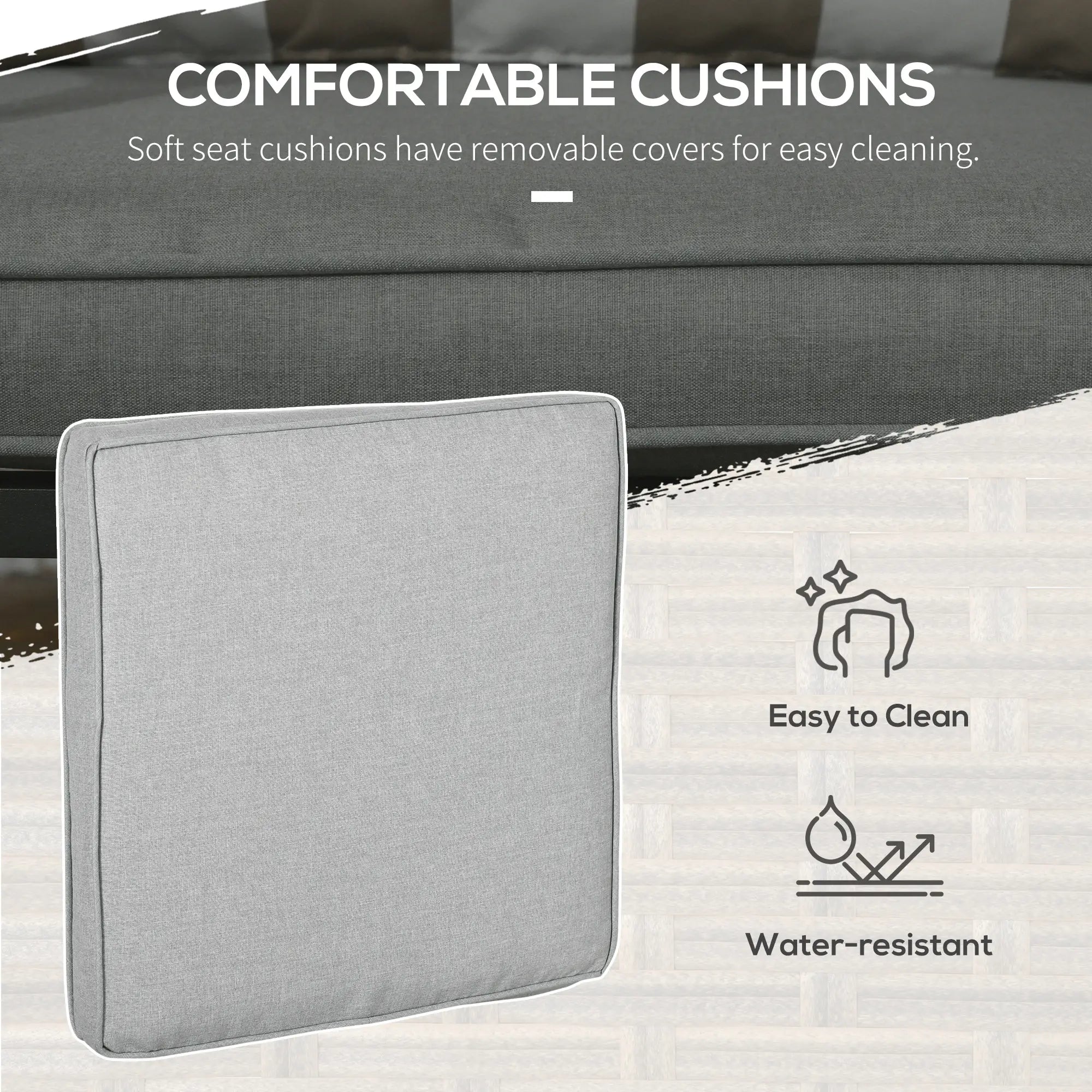 5 Piece PE Rattan Garden Set, 2 Armchairs, 2 Stools, Steel Table, Khaki Bistro Sets at Gallery Canada