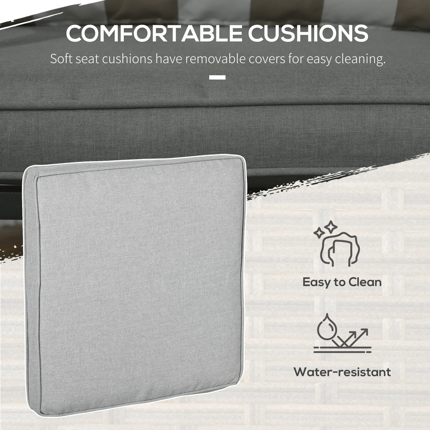 5 Piece PE Rattan Garden Set, 2 Armchairs, 2 Stools, Steel Table, Khaki Bistro Sets at Gallery Canada