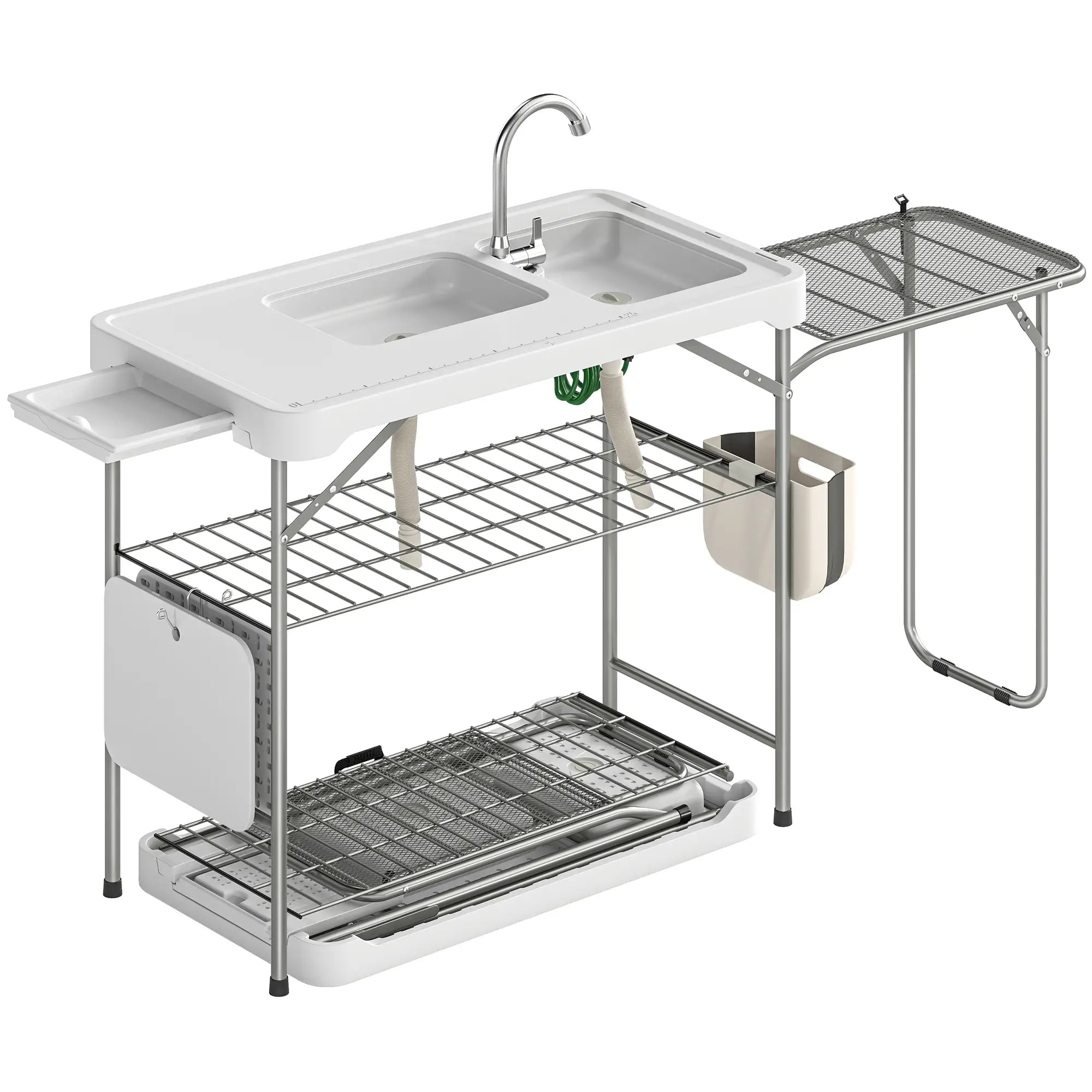 Folding Portable Camping Sink, Side Shelf, Bottom Rack, White Picnic Tables & Camping Chairs at Gallery Canada