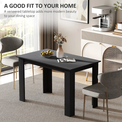 47" Kitchen Table for 4-6 People, Wood Effect, Black Dining Tables at Gallery Canada