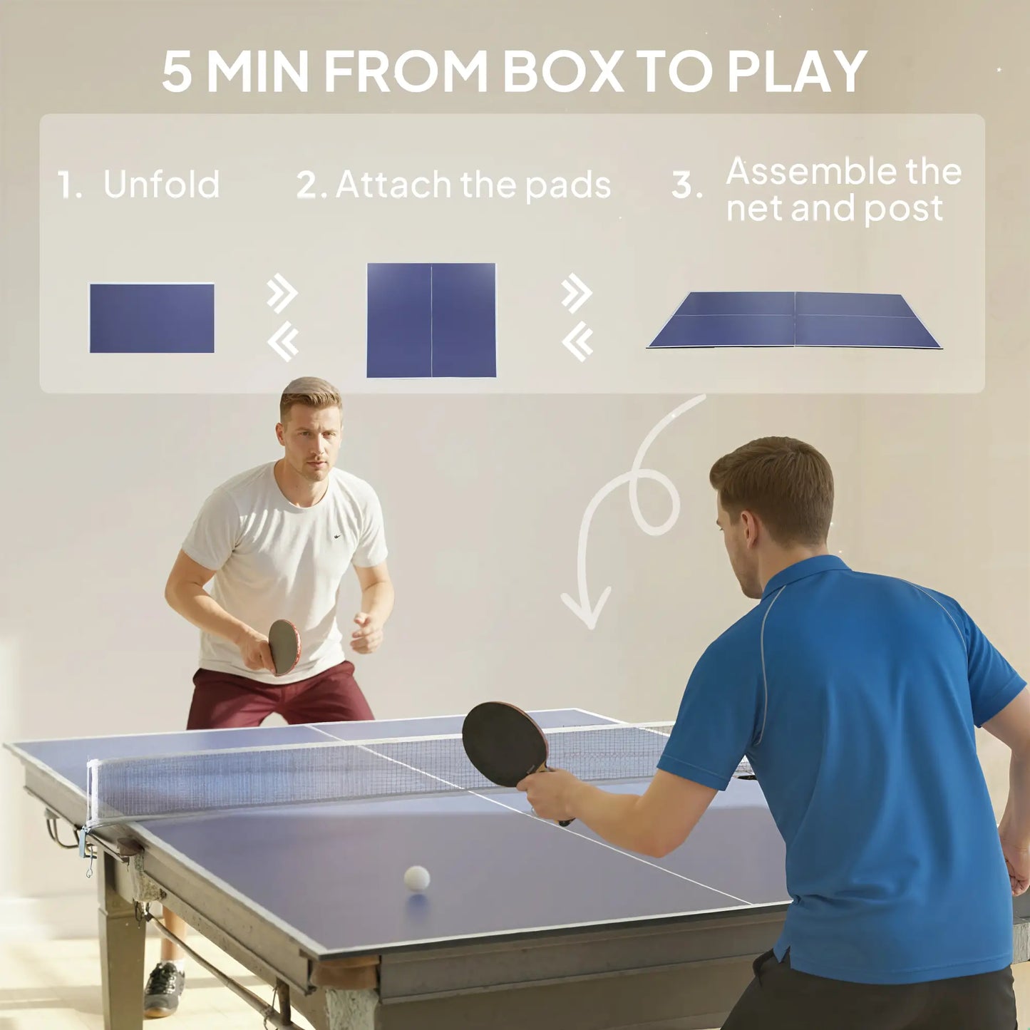9 ft Folding Ping Pong Table Top, Pool Table Conversion, Blue Game Tables at Gallery Canada
