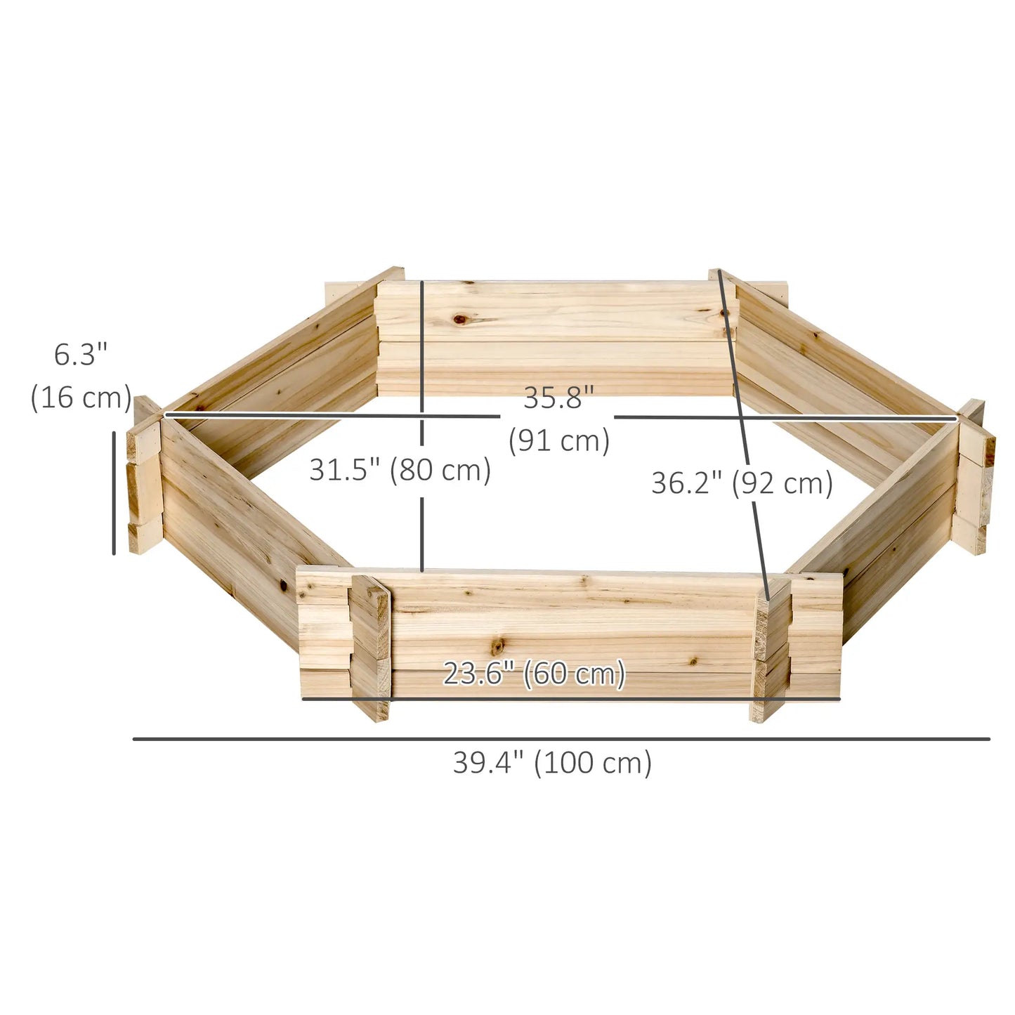 39" x 36" Hexagon Planter Box, Raised Garden Bed, Herb Garden Wooden Planter Boxes at Gallery Canada