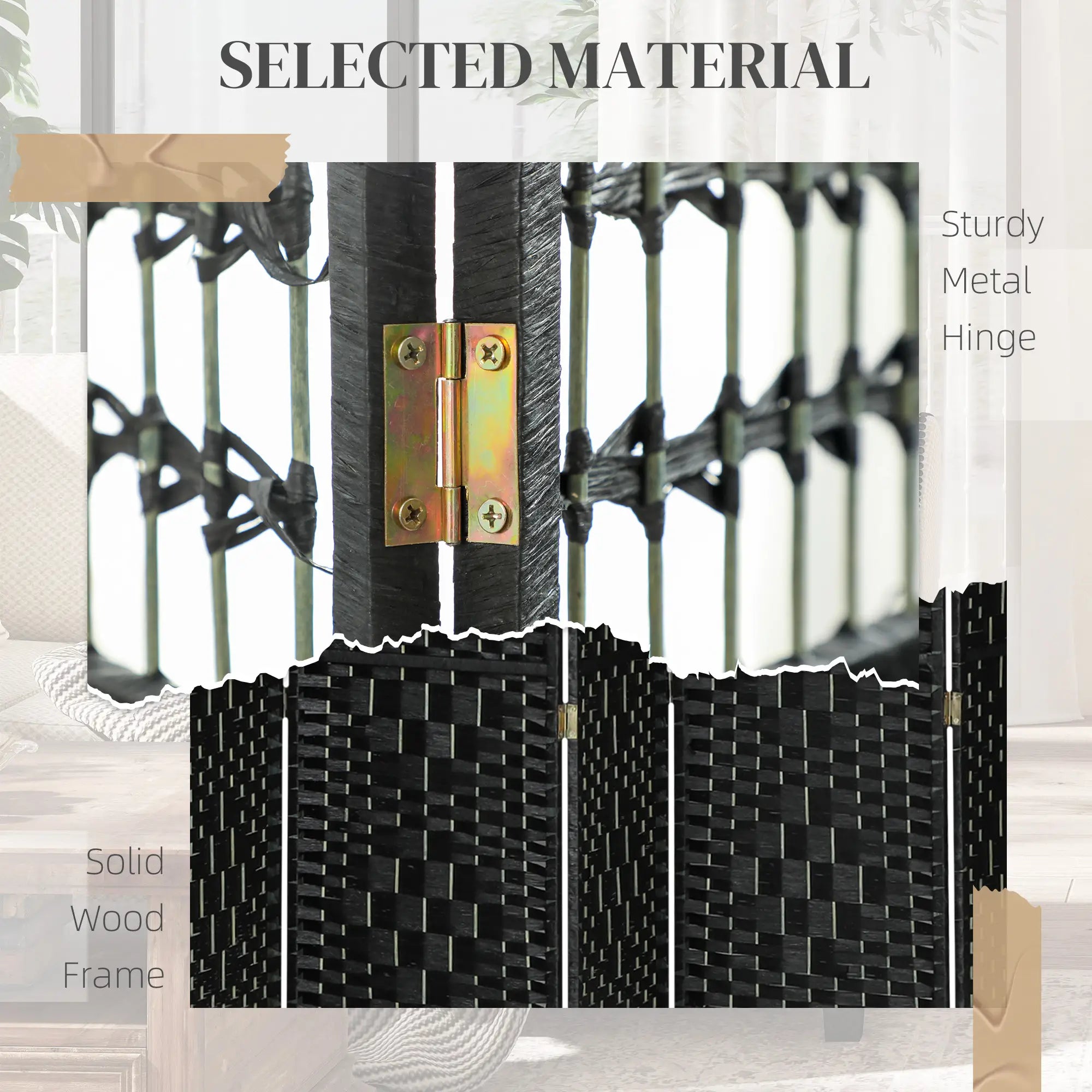 8 Panel Folding Room Divider, Portable Privacy Screen, Black Room Dividers at Gallery Canada