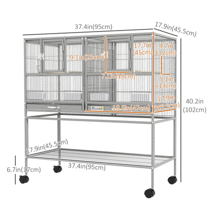 Large Double Rolling Metal Bird Cage, Removable Tray Storage Shelf Bird Cages at Gallery Canada