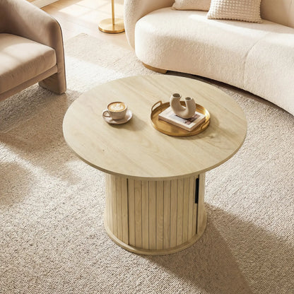 31.5" Round Coffee Table, Natural Wood Center Table Coffee Tables at Gallery Canada