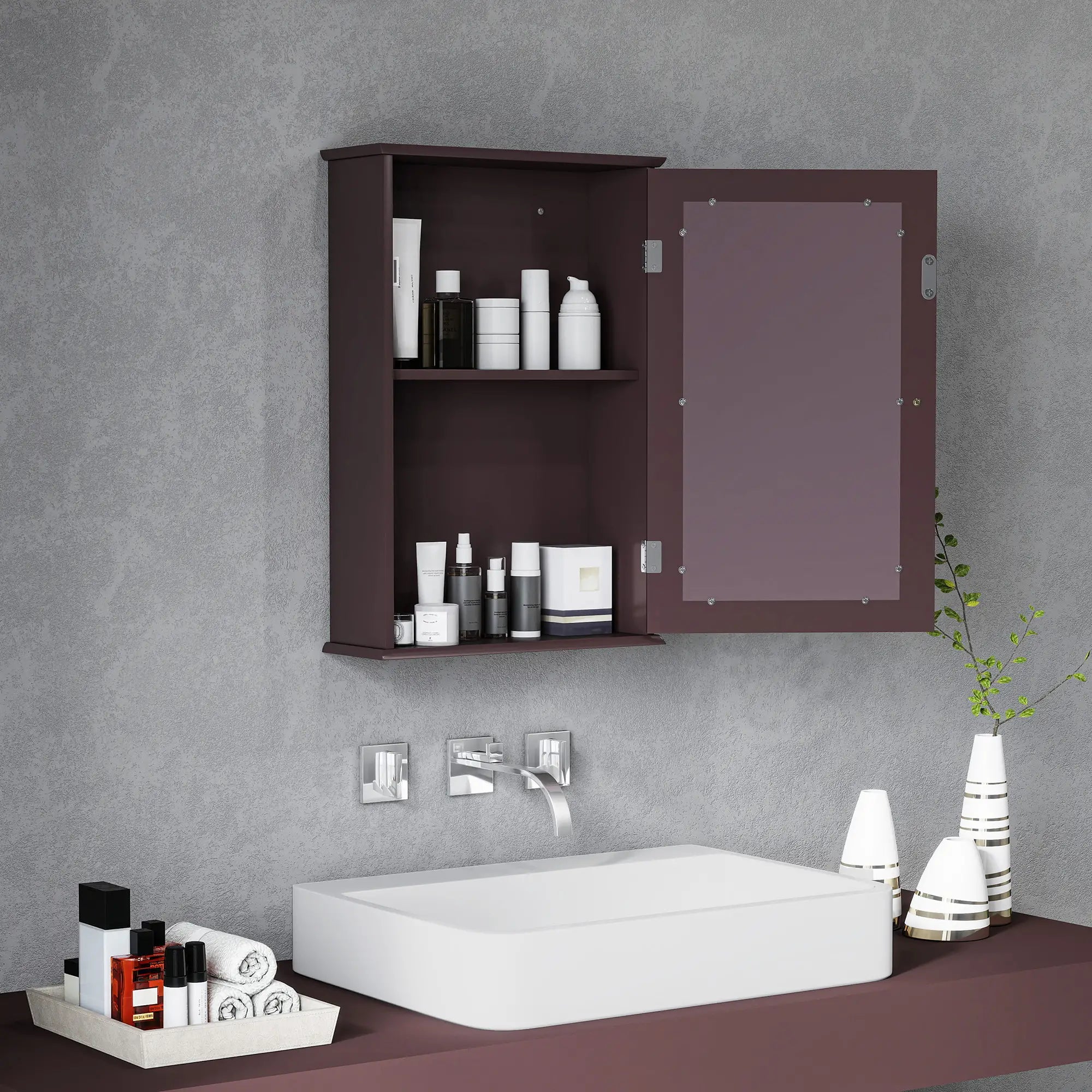 Bathroom Mirror Cabinet, Wall Mounted Medicine Cabinet, Dark Brown Mirror Medicine Cabinets at Gallery Canada