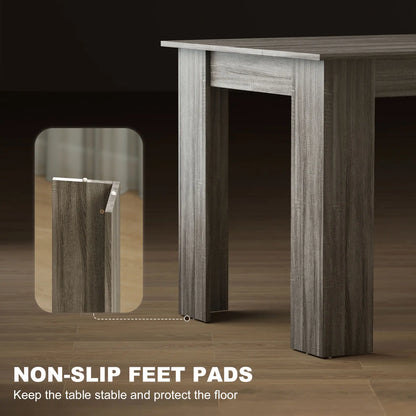 63 Inch Kitchen Table for 4-6 People, Wood Effect Dining Table, Grey Dining Tables at Gallery Canada