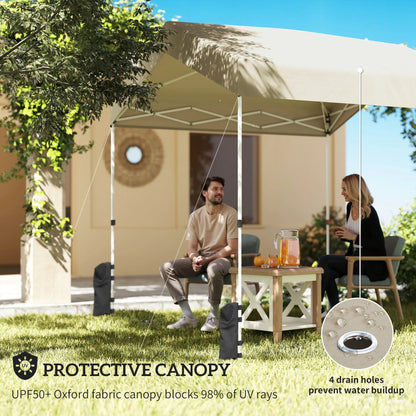 8 x 8 ft Pop Up Canopy Tent, UPF 50+ A-Frame Outdoor Instant Canopy, Beige Pop Up Canopies at Gallery Canada