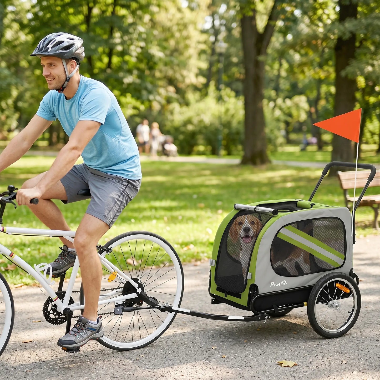 2-in-1 Dog Bike Trailer Pet Stroller, Green