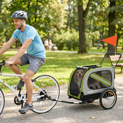 2-in-1 Dog Bike Trailer Pet Stroller, Green