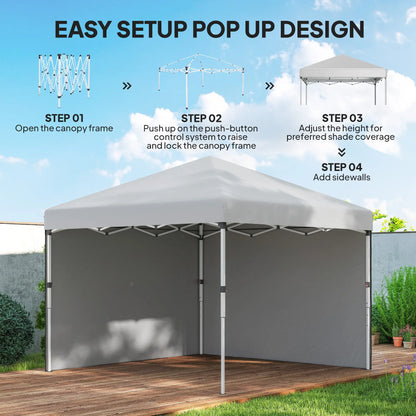 10' x 10' Pop Up Canopy, Sidewalls, Roller Bag, Adjustable Height, White Pop Up Canopies at Gallery Canada