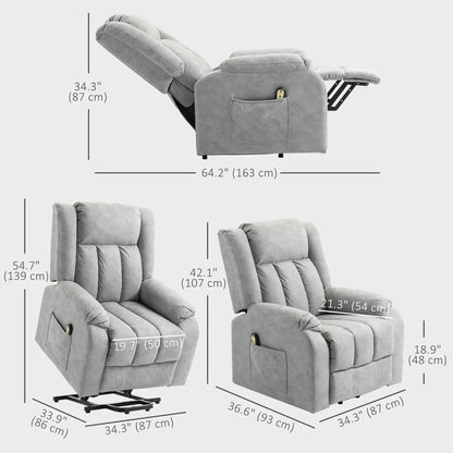 Electric Recliner Chair, Microfibre Upholstered, Remote Included, Light Grey Sofas & Reclining Chairs at Gallery Canada