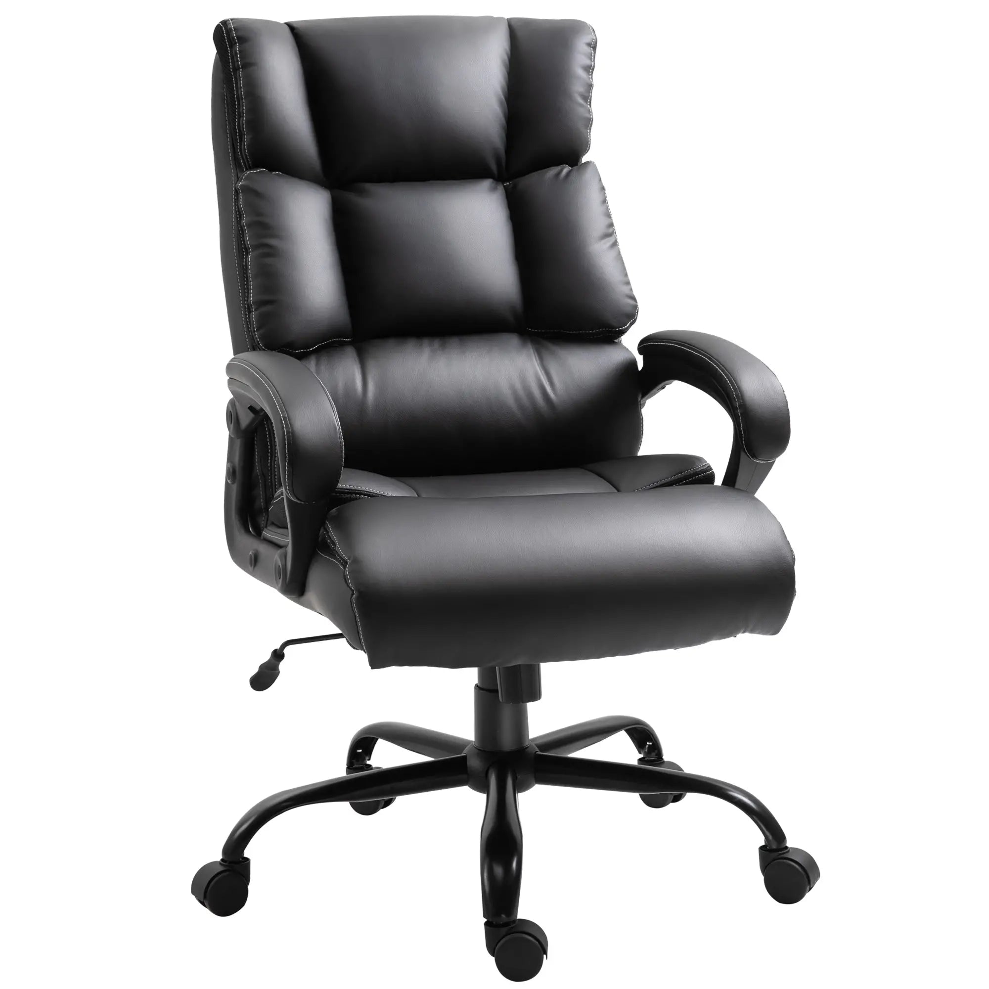 Ergonomic Office Chair, Adjustable Height, PU Leather, 360 Swivel, 400lbs, Black Executive & Manager Chairs Black at Gallery Canada