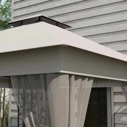 10'x10' Steel Patio Gazebo, Soft-Top, 2-Tier Polyester Roof, Light Grey Gazebos at Gallery Canada