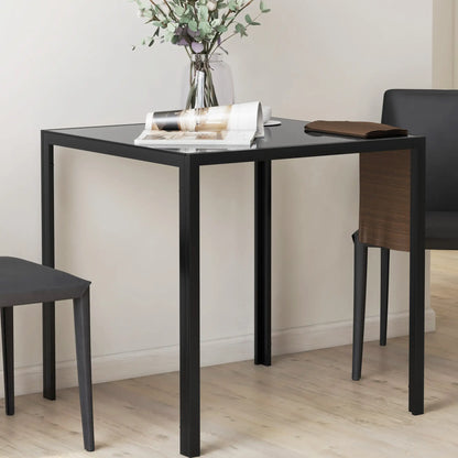 Square Kitchen Table, Glass Top, Steel Legs, 2-4 People, Black Dining Tables at Gallery Canada