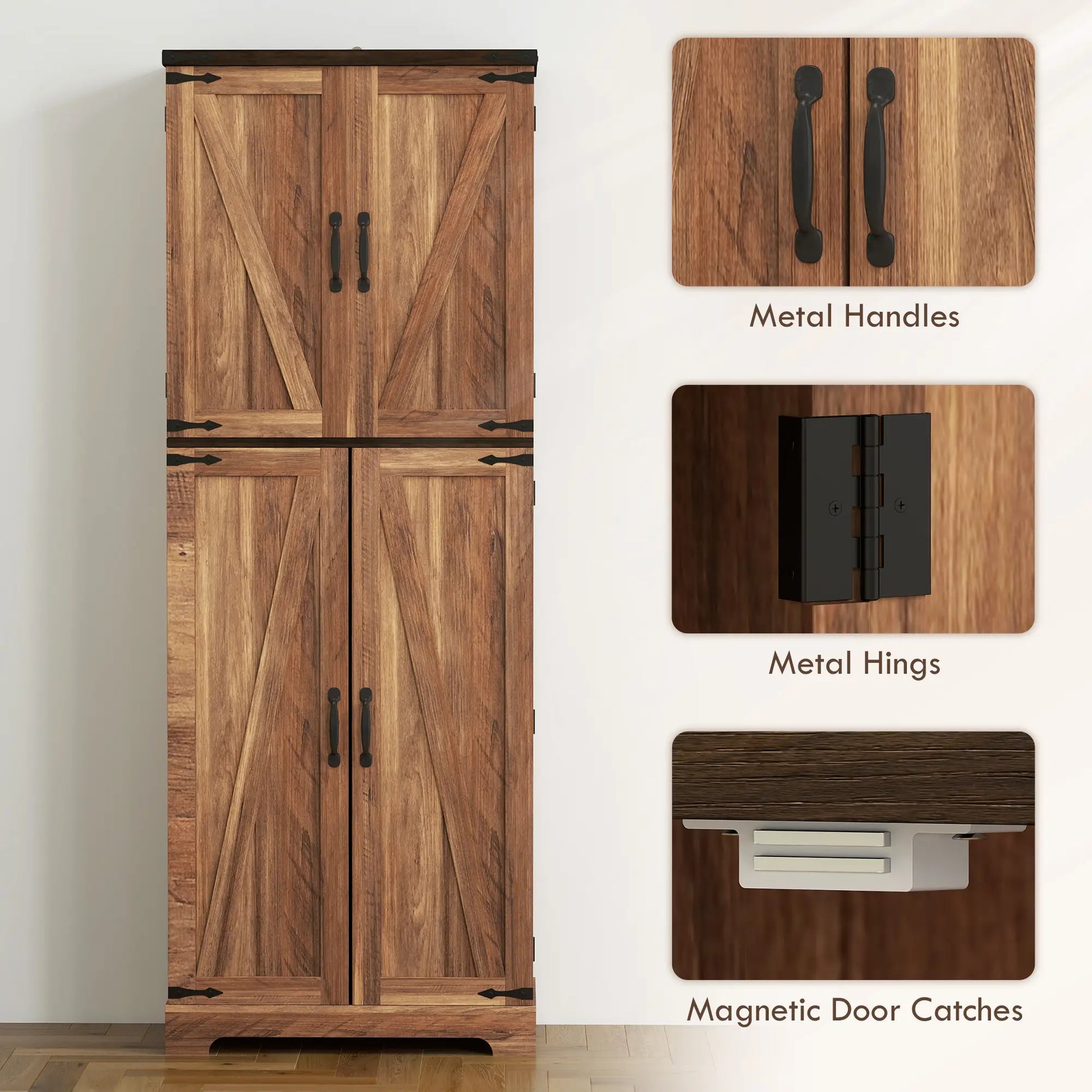 64 Inch Tall Kitchen Pantry Cabinet, Wood Grain, Brown Kitchen Pantry Cabinets at Gallery Canada
