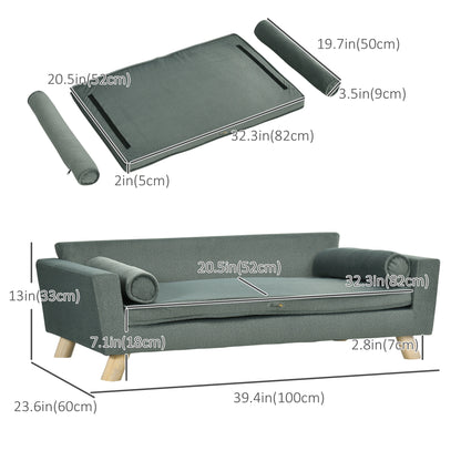 Dog Sofa Bed, Removable Pillows, Washable Cushion, Water-resistant, Medium Large, Grey Dog Sofas at Gallery Canada