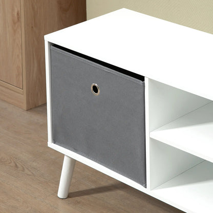 Modern TV Stand with Foldable Drawers, Shelves, White TV Stands at Gallery Canada