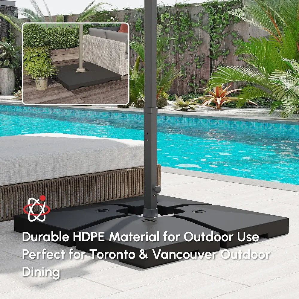 4 Piece Heavy Duty Square Offset Umbrella Stand, 264Lbs Sand, 176Lbs Water