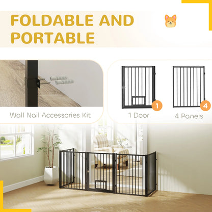 5 Panel Foldable Dog Playpen With Door, 30"H, for Small Medium Dogs Houses, Kennels & Pens at Gallery Canada
