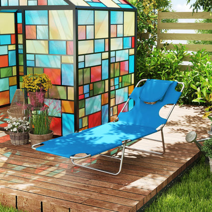Folding Outdoor Lounge Chair, 5-Level Tanning Chair, Blue Lounger Chairs at Gallery Canada