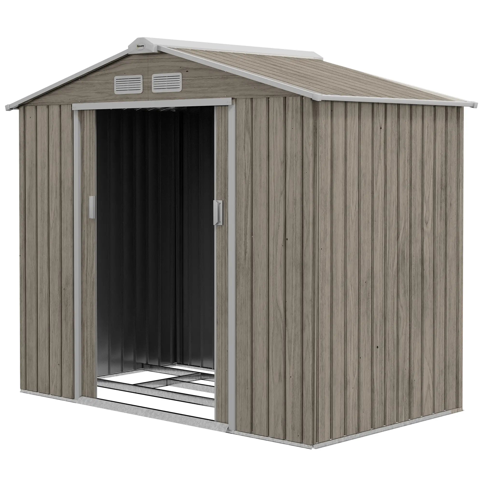 7' x 4' x 6' Garden Storage Shed, Metal Tool House, Light Brown Sheds at Gallery Canada