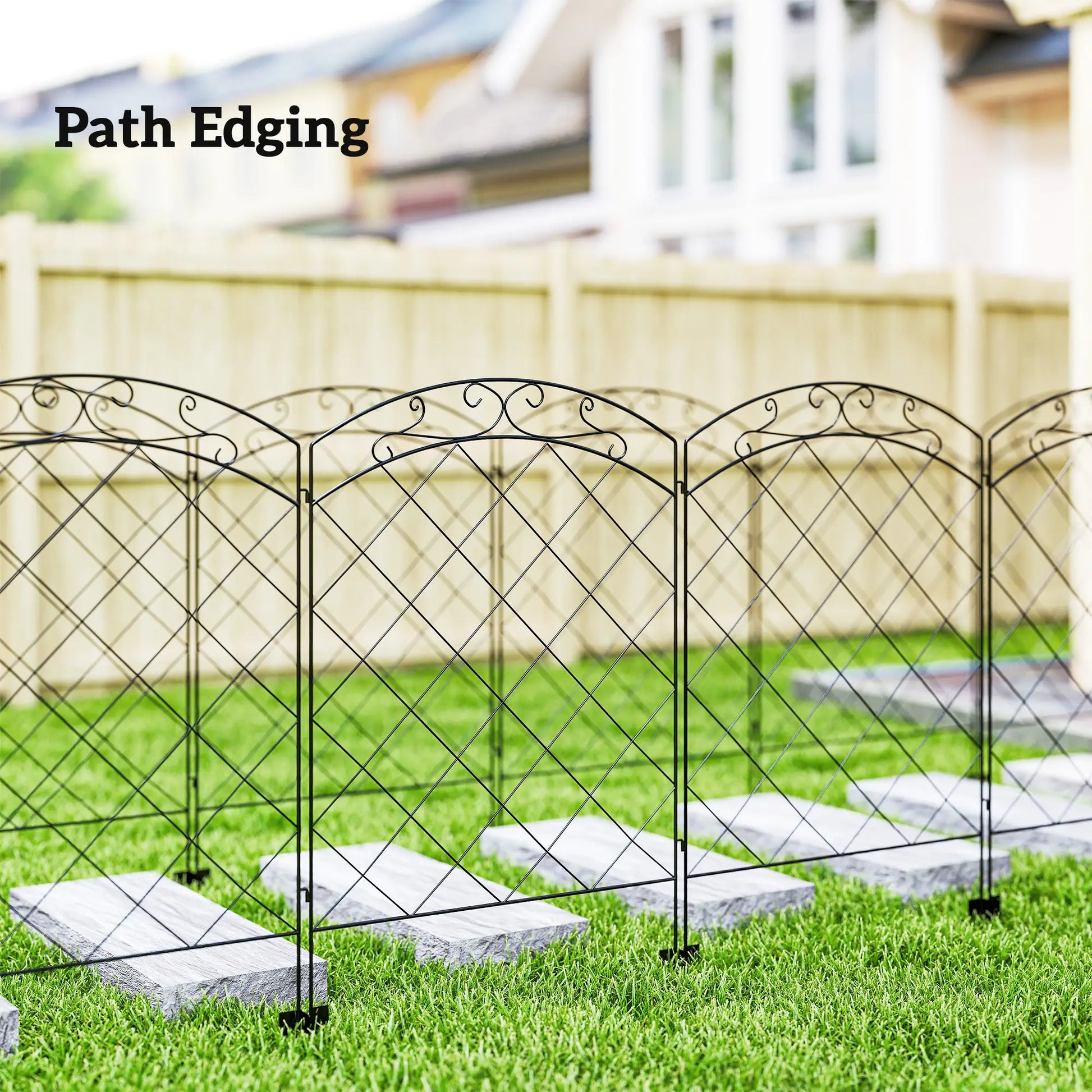 4 Pack Garden Fencing for Yard, Decorative Fence Panels as Animal Barrier and Flower Edging, Circle, Black Garden Fences at Gallery Canada