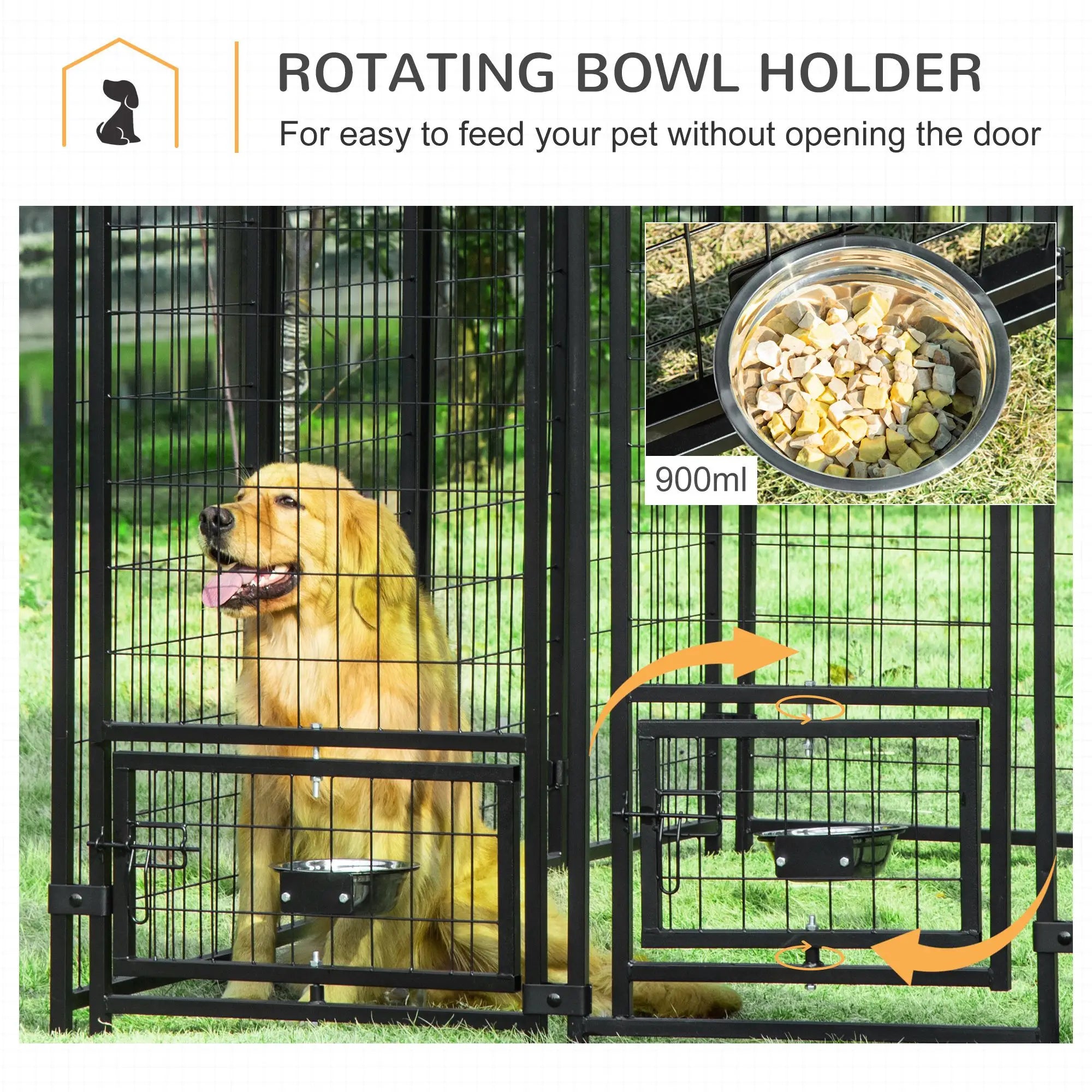 Outdoor Dog Kennel, Lockable Pet Playpen, Welded Steel Fence, Rotating Bowl, Red Houses, Kennels & Pens at Gallery Canada