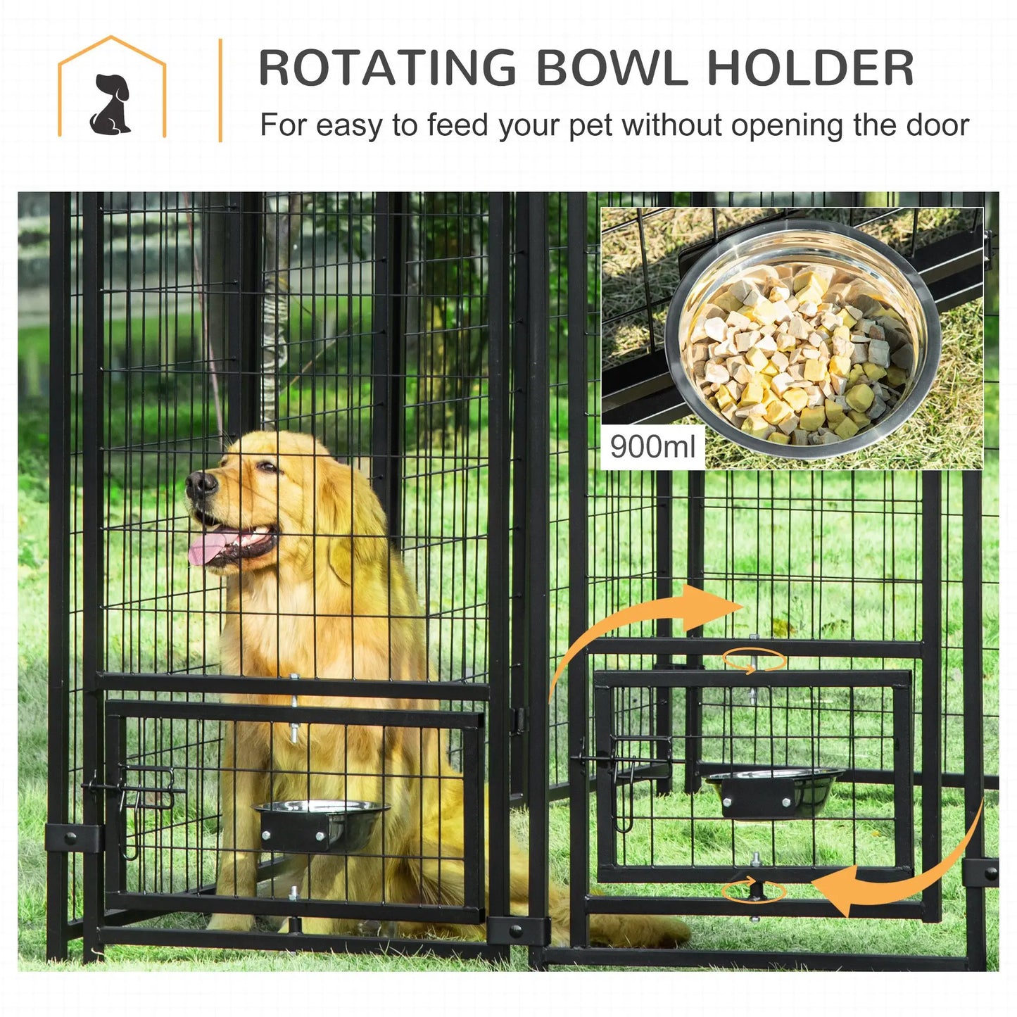 Outdoor Dog Kennel, Lockable Pet Playpen, Welded Steel Fence, Rotating Bowl, Red Houses, Kennels & Pens at Gallery Canada